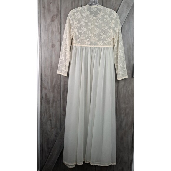 Vintage Vanity Fair Sz 32 Long Double Chiffon Robe & Sheer Lace  Romantic Flowy - Picture 2 of 16